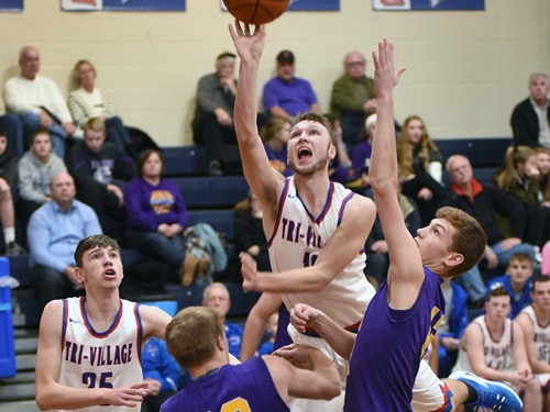 Tri-Village boys basketball team loses to Eaton in Patriot Holiday Classic consolation game