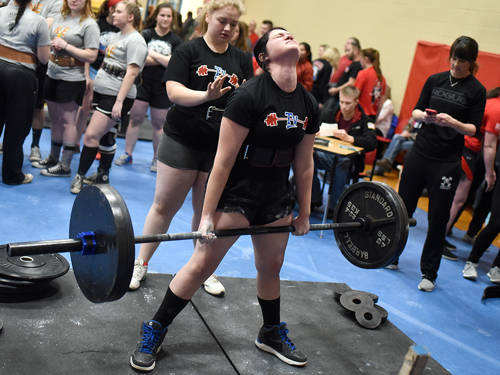 Tri-Village girls powerlifting team finishes 2nd in home meet