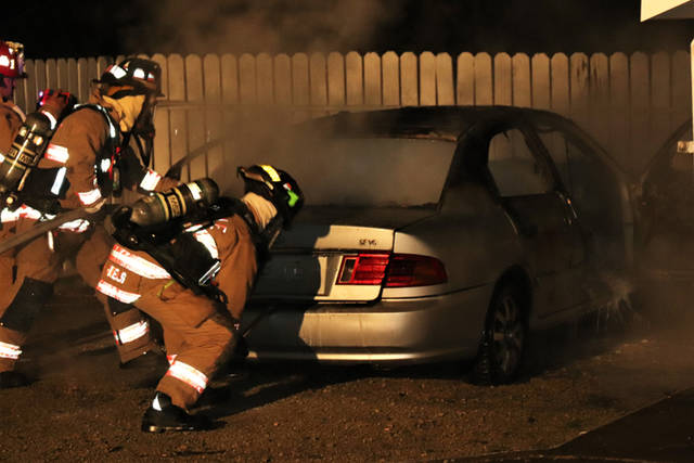 Greenville Fire Department combats suspicious late-night vehicle fire